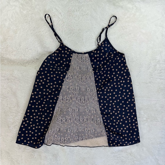 Daytrip sleeveless polka dot navy blue top size small - Picture 5 of 6